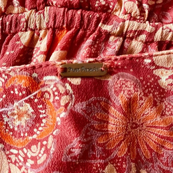 FREE PEOPLE | Stealing Fire Floral Print Peasant Tunic Dress in Red Combo Size M - Picture 11 of 12